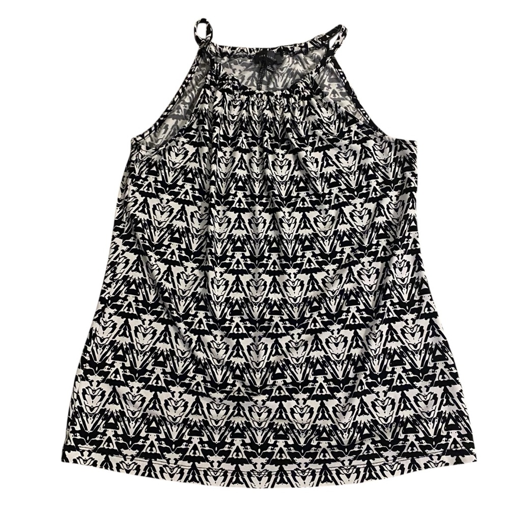 The Limited Black and White Pleated Sleeveless Tank Top Small